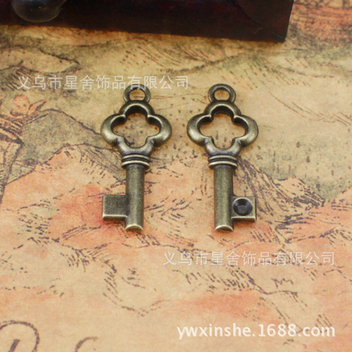 Vintage Flower Keychain Charm Pendant, 25x10mm