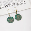 Green Patina Openwork Round Medallion Hook Earrings view 2