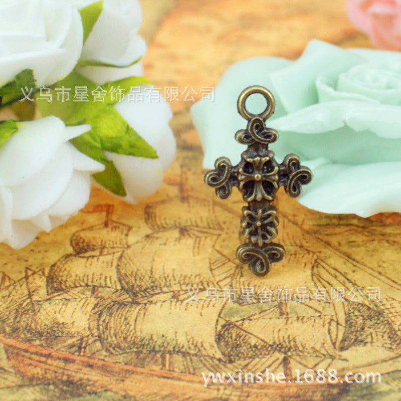 30x17mm Floral Vine Cross Alloy Charm Pendant