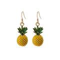 Yellow and Green Pineapple Gold Tone Hook Earrings view 5