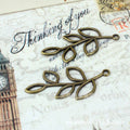 Hollow Leaf Branch Alloy Charm Connector 41x19mm