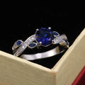 Deep Blue Square Stone Clear Side Stone Ring Jewelry Accessory view 4