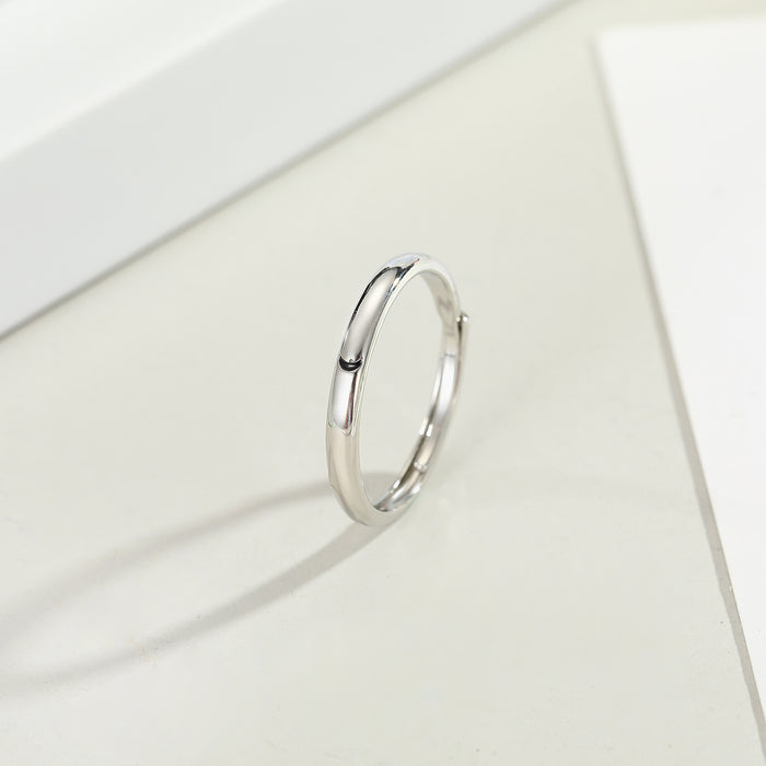 Silver Tone Slim Crescent Moon Ring with Open Adjustable Band