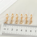 Gold Rhinestone Letter Charm Huggie Hoop Earrings A to Z view 5