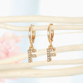 Gold Rhinestone Letter Charm Huggie Hoop Earrings A to Z view 8