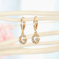 Gold Rhinestone Letter Charm Huggie Hoop Earrings A to Z view 9