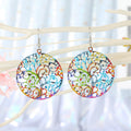 Colorful Printed Openwork Teardrop and Round Hook Earrings in Four Designs view 4