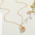 Gold Tone Oval Crystal Halo Pendant Necklaces in Three Colors view 7