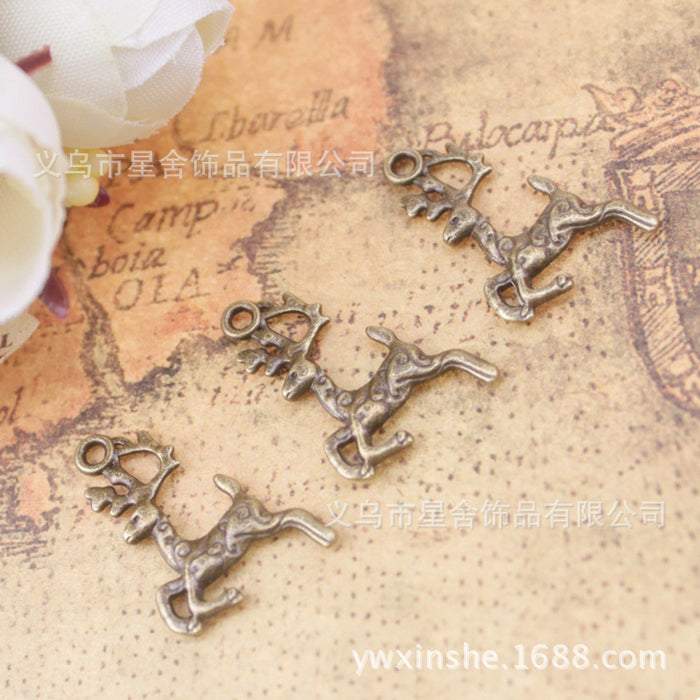 Vintage Double-Sided Deer Alloy Charm Pendant 20x14mm