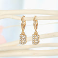 Gold Rhinestone Letter Charm Huggie Hoop Earrings A to Z view 2