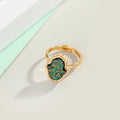 Gold Tone Hamsa Druzy Adjustable Rings in Three Colors view 3