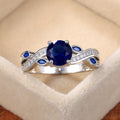Deep Blue Square Stone Clear Side Stone Ring Jewelry Accessory view 1