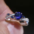 Deep Blue Square Stone Clear Side Stone Ring Jewelry Accessory view 2