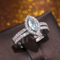 Silver-Tone Pale Blue Marquise Crystal Swirl Ring Jewelry view 3