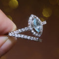 Silver-Tone Pale Blue Marquise Crystal Swirl Ring Jewelry view 2