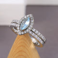 Silver-Tone Pale Blue Marquise Crystal Swirl Ring Jewelry view 4