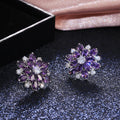 Floral Marquise Stone Stud Earrings In Eight Color Variants view 7