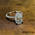 Oval Solitaire Double Pave Band Ring In Silver Tone view 2