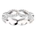 Silver Tone Infinity Link Band Ring with Clear Stones view 2