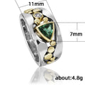 Colored Triangular Stone Wide Ring In Gold And Silver Tones view 3