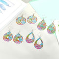 Colorful Printed Openwork Teardrop and Round Hook Earrings in Four Designs view 5