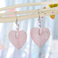 Pink Skeleton Leaf Hook Earrings in Four Botanical Shapes view 1