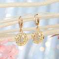 Hamsa and Evil Eye Medallion Huggie Drop Earrings in Four Finishes view 3