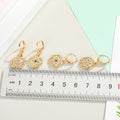Hamsa and Evil Eye Medallion Huggie Drop Earrings in Four Finishes view 4