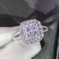 Cushion Cluster Halo Ring In Silver And Gold-Tone Finishes view 1