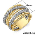 Two Tone Multi Band Rope Twist Pavé Clear Finger Ring view 2
