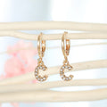 Gold Rhinestone Letter Charm Huggie Hoop Earrings A to Z view 6
