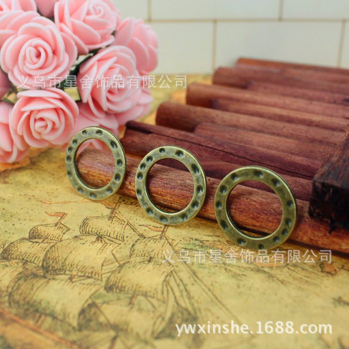22mm Vintage Alloy Dotted Circle Connector Pendant