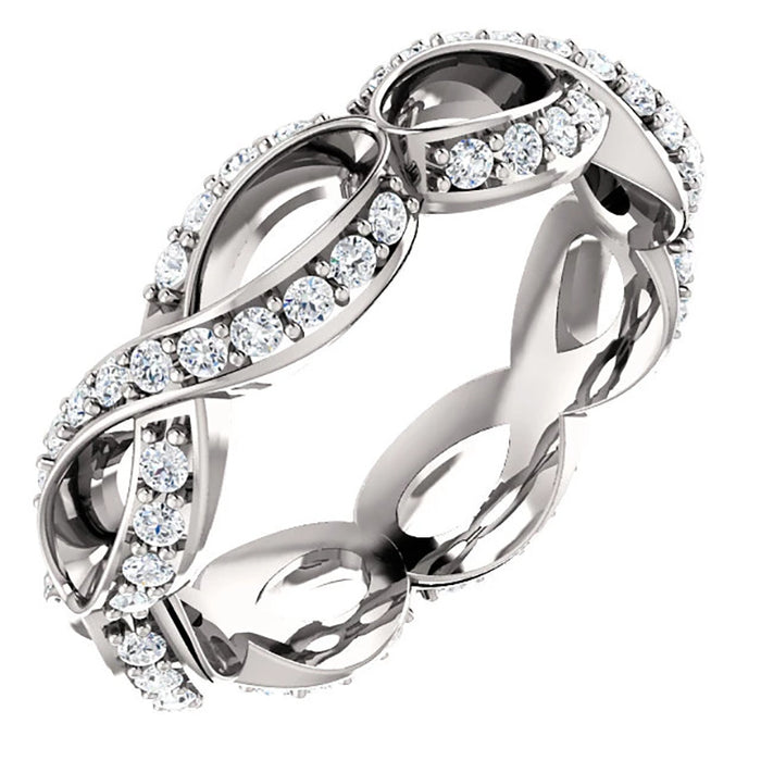 Silver Tone Infinity Link Band Ring with Clear Stones