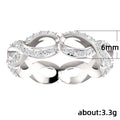 Silver Tone Infinity Link Band Ring with Clear Stones view 4