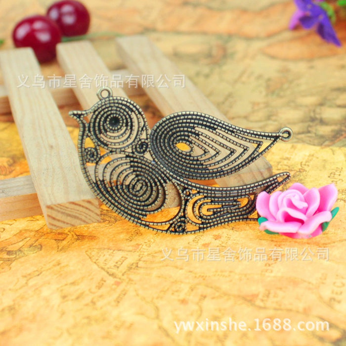 Vintage Hollow Swallow Bird Alloy Charm Pendant 70x37mm