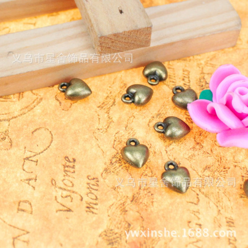 9x7mm Mini 3D Alloy Heart Charm Pendant