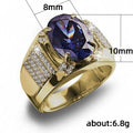 Gold Tone Purple Oval Crystal Wide Statement Ring Jewelry view 2