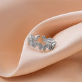 Butterfly Clear Look Adjustable Open Rings in Two Finishes view 4