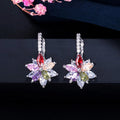Silver Tone Floral Crystal Earrings in Six Colors Jewelry view 7