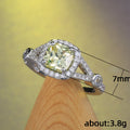 Pale Yellow Round Stone Split Shank Ring In Silver Tone view 5