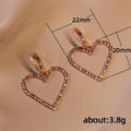 Rose Gold Tone Open Heart Stone Drop Hoop Earrings view 5