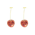 Pink Resin Cherry Drop Earrings with Translucent Pink Fruit Drops view 5