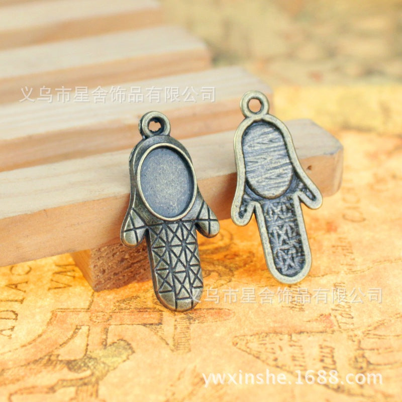 Palm Shape Pendant Bezel Setting 30x16mm for 10x8mm Cabochon