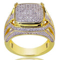 Gold-Tone Square Pave Statement Ring With Layered Shoulders view 1