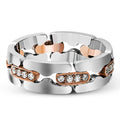Rose Gold And Silver Tone Link Ring With Clear Stones view 2