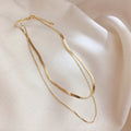 Double Layer Snake Box Chain Necklaces Gold Silver Single view 2