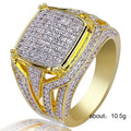 Gold-Tone Square Pave Statement Ring With Layered Shoulders view 5