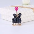 Enamel Couple Duck Balloon Brooch Black Blue Purple view 6