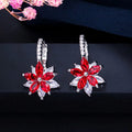 Silver Tone Floral Crystal Earrings in Six Colors Jewelry view 3