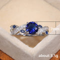 Deep Blue Square Stone Clear Side Stone Ring Jewelry Accessory view 5